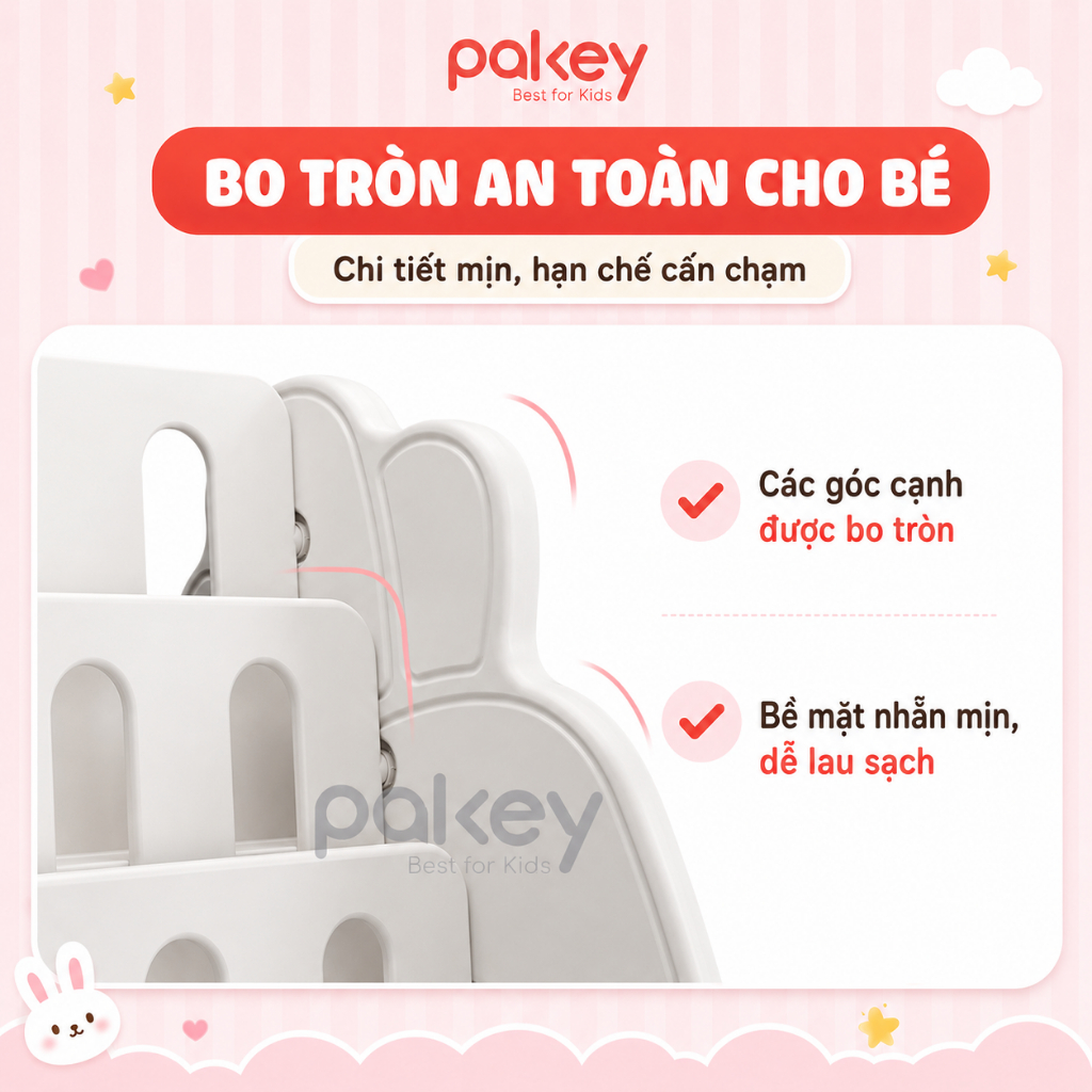 Giá Sách Cho Bé Kèm Hộc Đồ Chơi Pakey - Kệ Sách Nhựa Hình Carot Sẵn 3 Màu Đáng Yêu - Bảo Hành 1 Năm