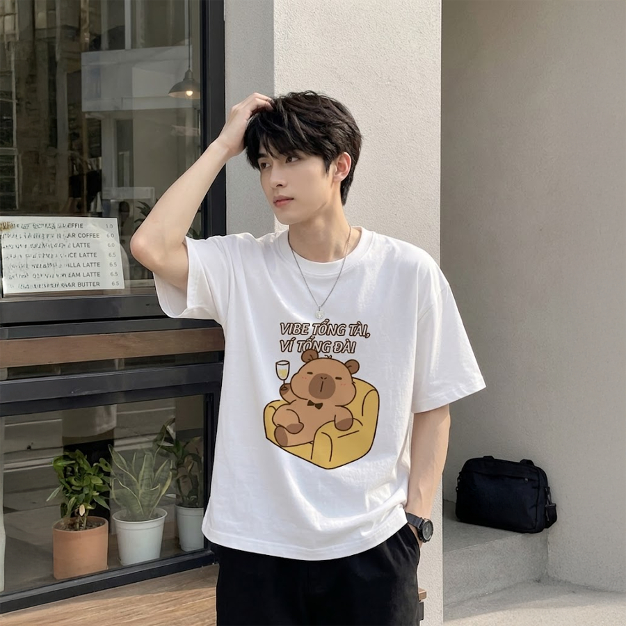 AT BST Áo Thun Unisex Cute Dễ Thương - Vải Cotton Co Giãn 4 Chiều, Dáng Rộng Oversize, In Hình Cá Nhân