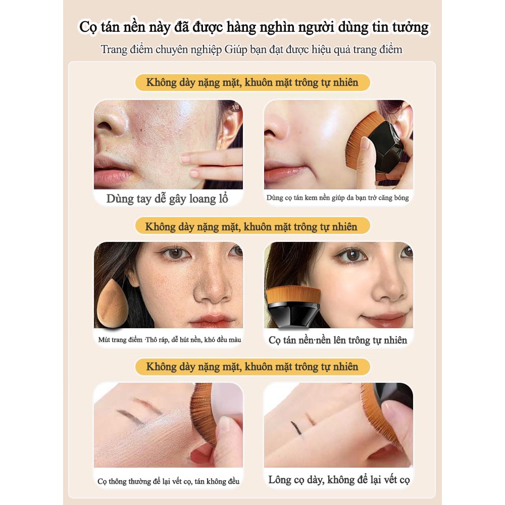 Cọ nền chuyên nghiệp có lông mềm mịn, không để lại vệt cọ, tán nền đều, tạo lớp nền hoàn hảo