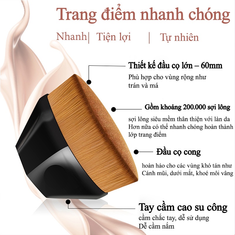 Cọ nền chuyên nghiệp có lông mềm mịn, không để lại vệt cọ, tán nền đều, tạo lớp nền hoàn hảo