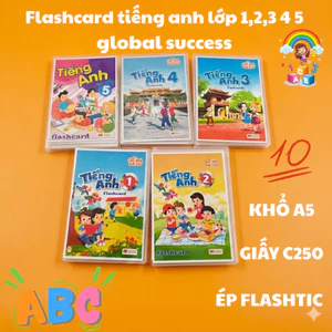 Flashcard tiếng anh lớp 1,2,3 4 5 global success khổ a5 ép plastic