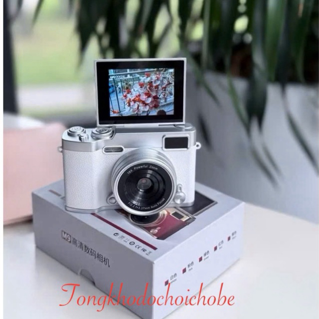 Máy Ảnh Mini Selfie 180° Màn Hình Lật HD MỚI 48MP Đèn LED Bổ Full HD Video 2K PA022W