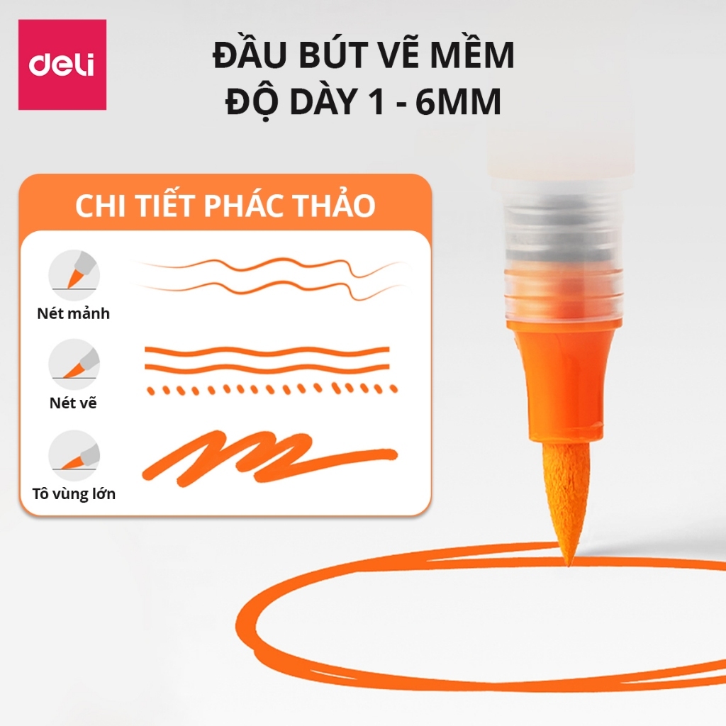 [CHÍNH HÃNG] Bút Sơn Acrylic Marker Deli Dạng Roller Hộp Nhựa 24/36/48/60/84 Màu Vẽ Trên Mọi Chất Liệu An Toàn