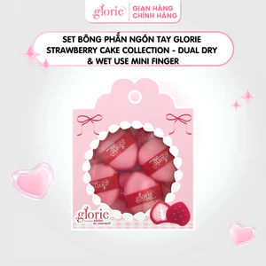 Set Bông Phấn Ngón Tay Glorie Strawberry Cake Collection - Dual Dry & Wet Use Mini Finger