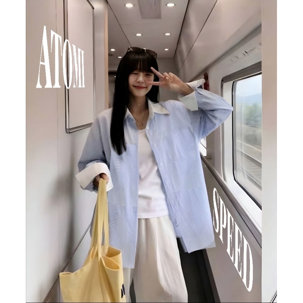 Áo Sơ Mi Nữ Kiểu Kẻ Sọc Phối Cổ Trắng Tay Dài - Lụa Kate Mềm Mại Thoáng Mát Đủ Size 40-68kg XANH CỔ BẺ