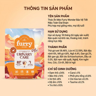 Thức Ăn Cho Mèo Furry Wonder Urinary Care 300g/1.5kg, Hạt Cho Mèo Hỗ Trợ Tiết Niệu, Gà Thật #1, 83% Đạm Động Vật