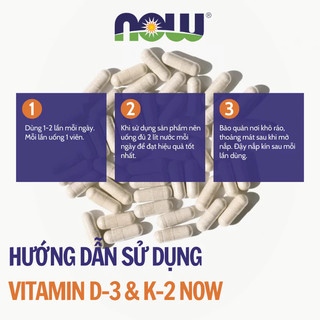 NOW D3 K2  Viên Vitamin Hỗ Trợ Xương Khớp Tim Mạch 120 Viên Hạn Sử Đến Năm 2028