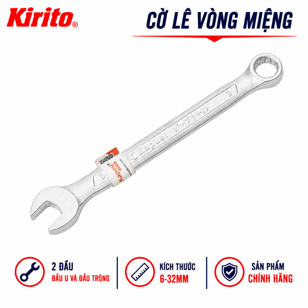 Cờ Lê Vòng Miệng Kapusi Thép CR-V Đúc Nguyên Khối Đủ Size 6mm-32mm Chính Hãng