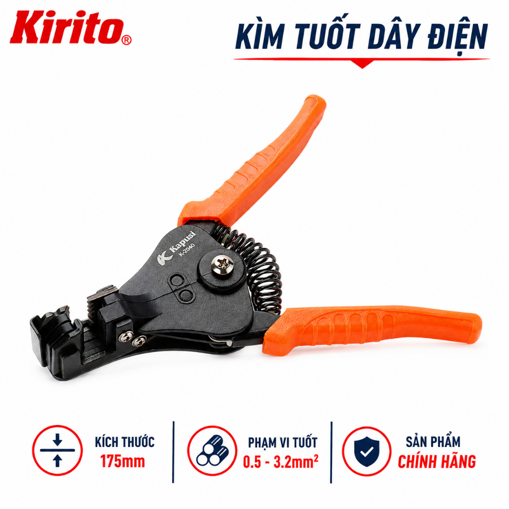Kìm Tuốt Dây Điện Tự Động Kapusi K0340 Cao Cấp – Tuốt Nhanh 0.5–3.2mm², Chính Xác, Bền Bỉ