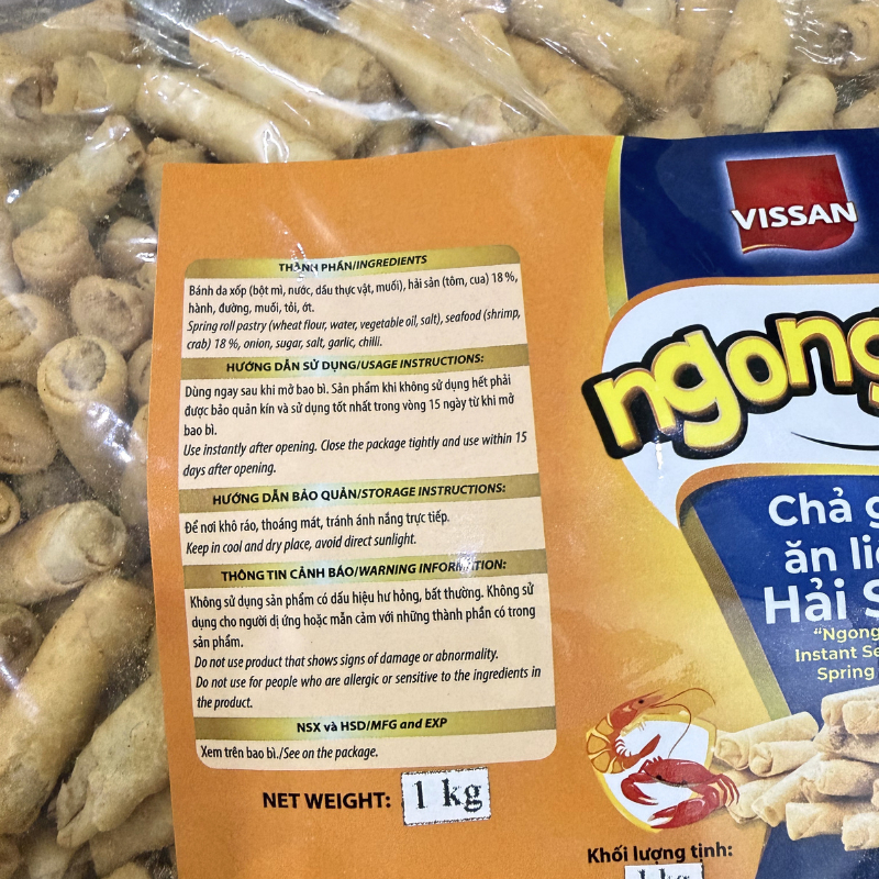 1kg Chả giò ăn liền hải sản Vissan - Chả giò sấy giòn mini Ngon Ngon