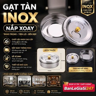 Gạt Tàn Tròn INOX Nắp Xoay Sáng Bóng, Bền Bỉ Tiện Lợi G32 Kích Thước 9.7x4.7cm