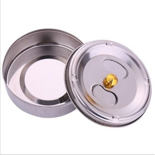Gạt Tàn Tròn INOX Nắp Xoay Sáng Bóng, Bền Bỉ Tiện Lợi G32 Kích Thước 9.7x4.7cm