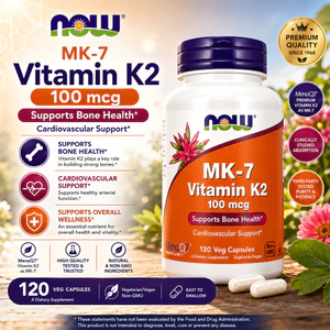 Viên uống Vitamin K2 MK7 Now (100mcg) 120viên hỗ trợ đông máu, ngừa loãng xương, tim mạch huyết áp