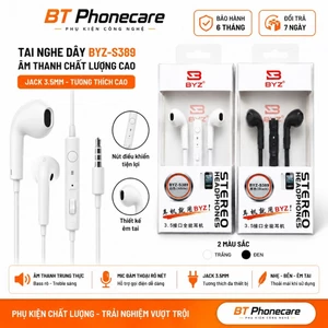 Tai nghe có dây BYZ S389 Jack 3.5mm – Có Mic Đàm Thoại – Âm Thanh Stereo – Tương Thích Android, Laptop, PC