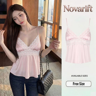 Nova-Áo Nữ 2026 Thời Trang Mới Màu Trơn Gợi Cảm Ren Cổ Chữ V Dây Đeo Camisole