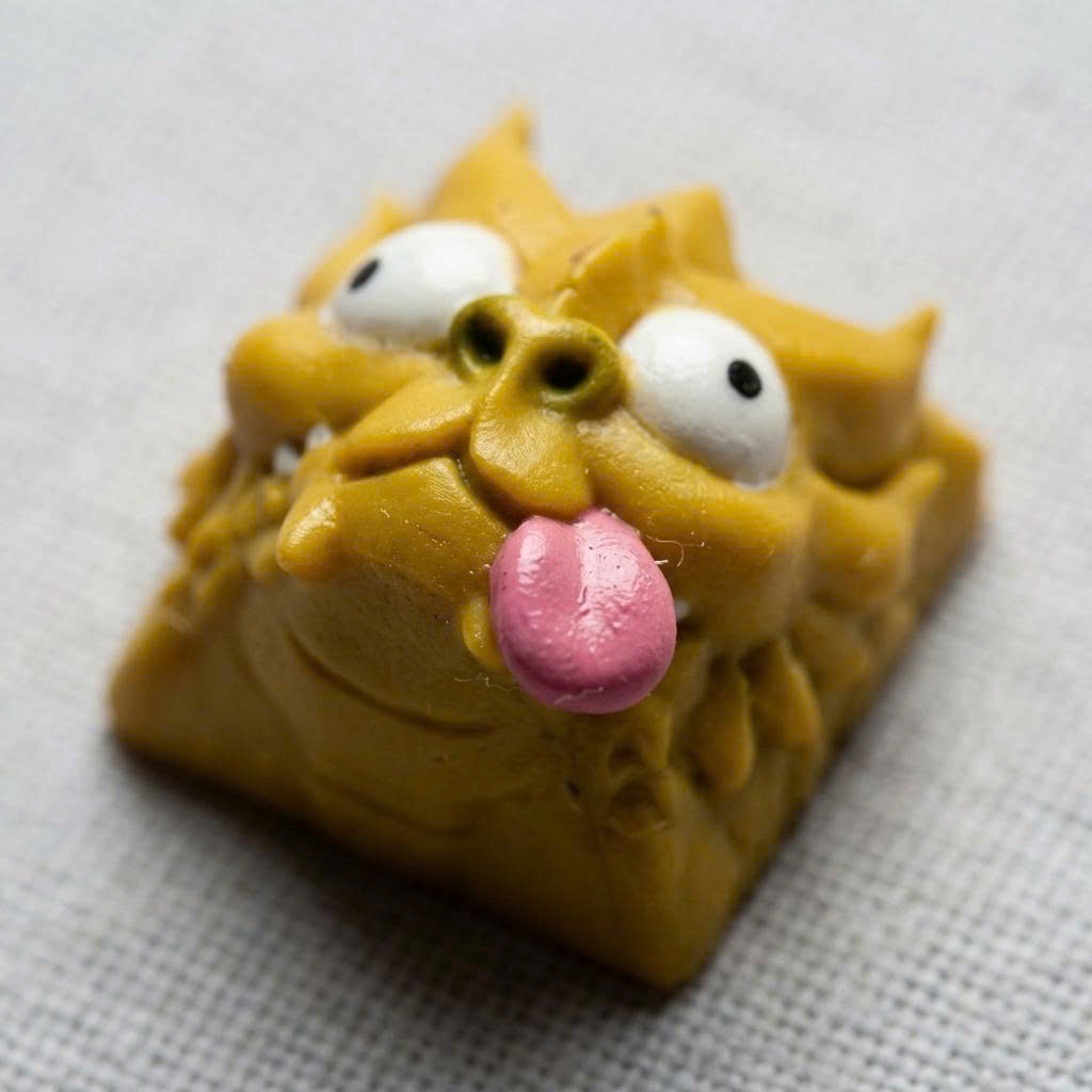 Keycap Lẻ Bàn Phím Cơ Đầu Rồng Vàng 3D - Artisan Keycap Resin Cao Cấp Trang Trí Nút ESC/Hàng Phím F