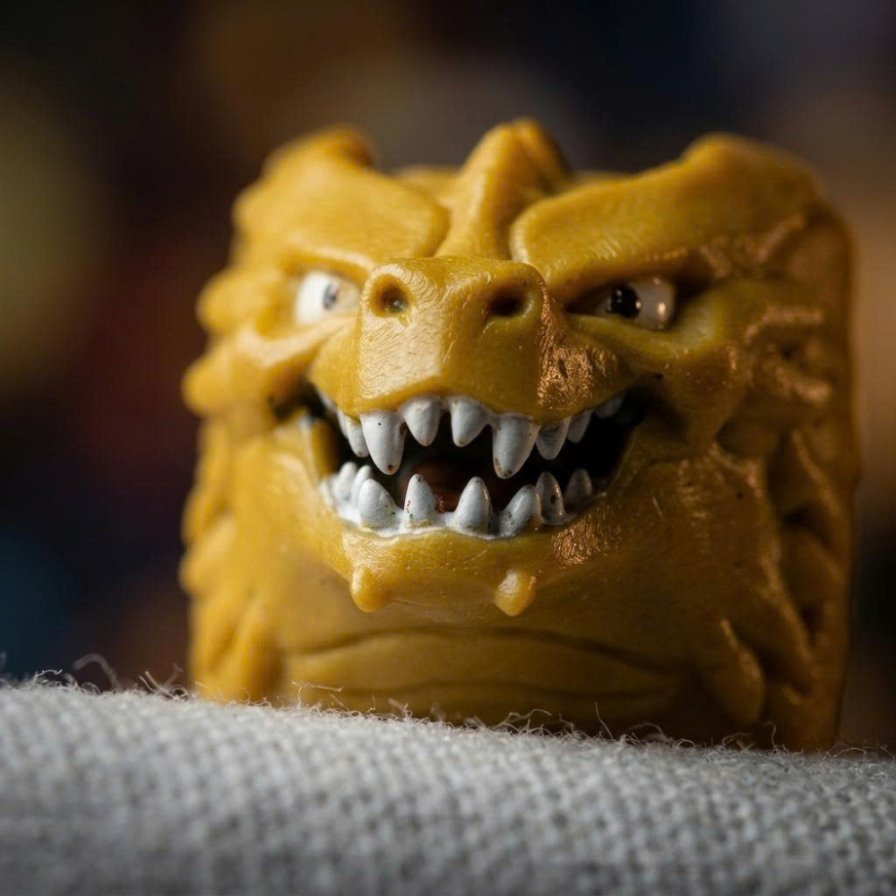Keycap Lẻ Bàn Phím Cơ Đầu Rồng Vàng 3D - Artisan Keycap Resin Cao Cấp Trang Trí Nút ESC/Hàng Phím F