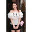 Set bộ đồ nữ áo trễ vai phối bèo tầng đính hoa nơ chất ren lưới mix quần short ngắn đi chơi HCOM27418