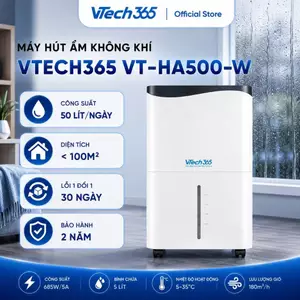 Máy Hút Ẩm Không Khí VTech365 HA500, Ion diệt khuẩn có Wifi, công suất lớn, Sấy Quần Áo phòng 100m2