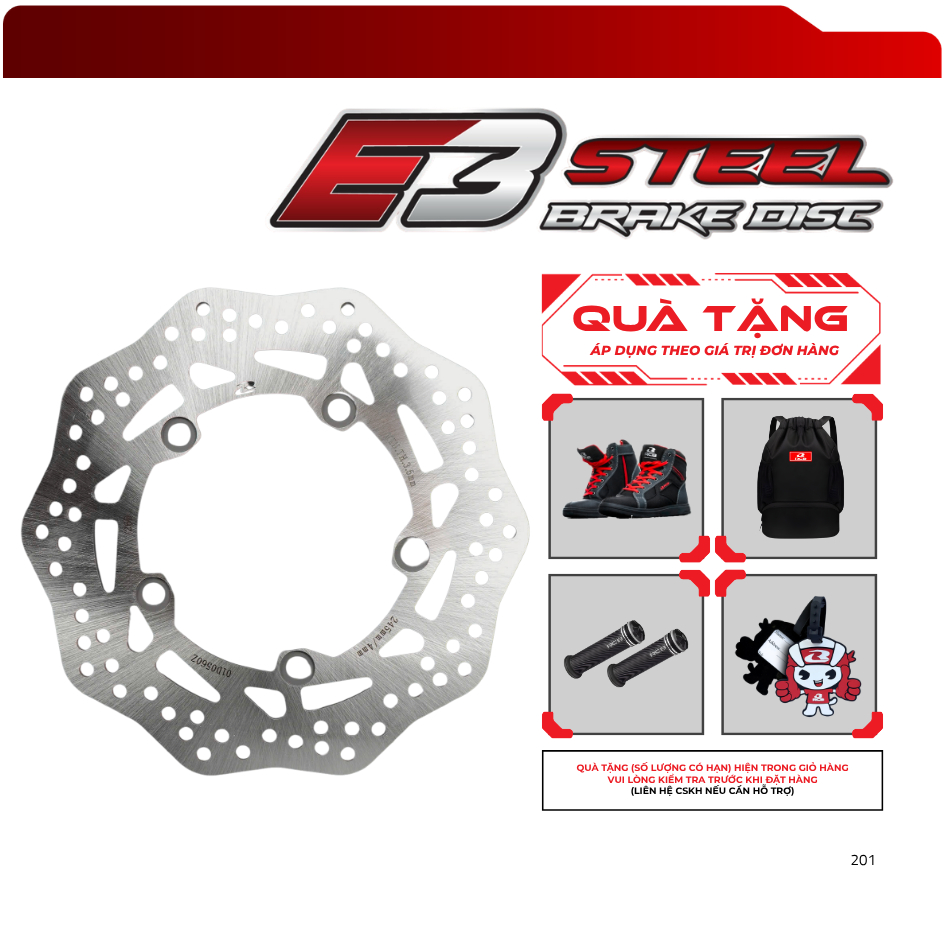 Đĩa Phanh Thép E3 RCB STEEL BRAKE DISC 203mm, 245mm, 267mm Dành Cho Exciter 150/155