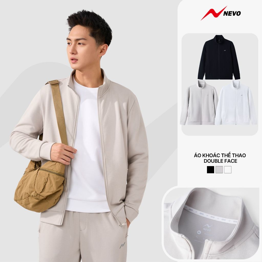 Áo Khoác Thể Thao NEVO nỉ thu đông Double Face slimfit tôn dáng thoáng, thoải mái vận động MEJA25F002