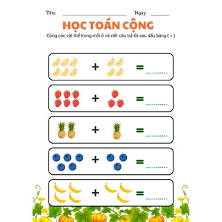 Phiếu Bài Tập Học Toán Cộng Trong Phạm Vi 10 Cho Bé Mầm Non & Tiền Tiểu Học | Học Liệu Toán Tư Duy