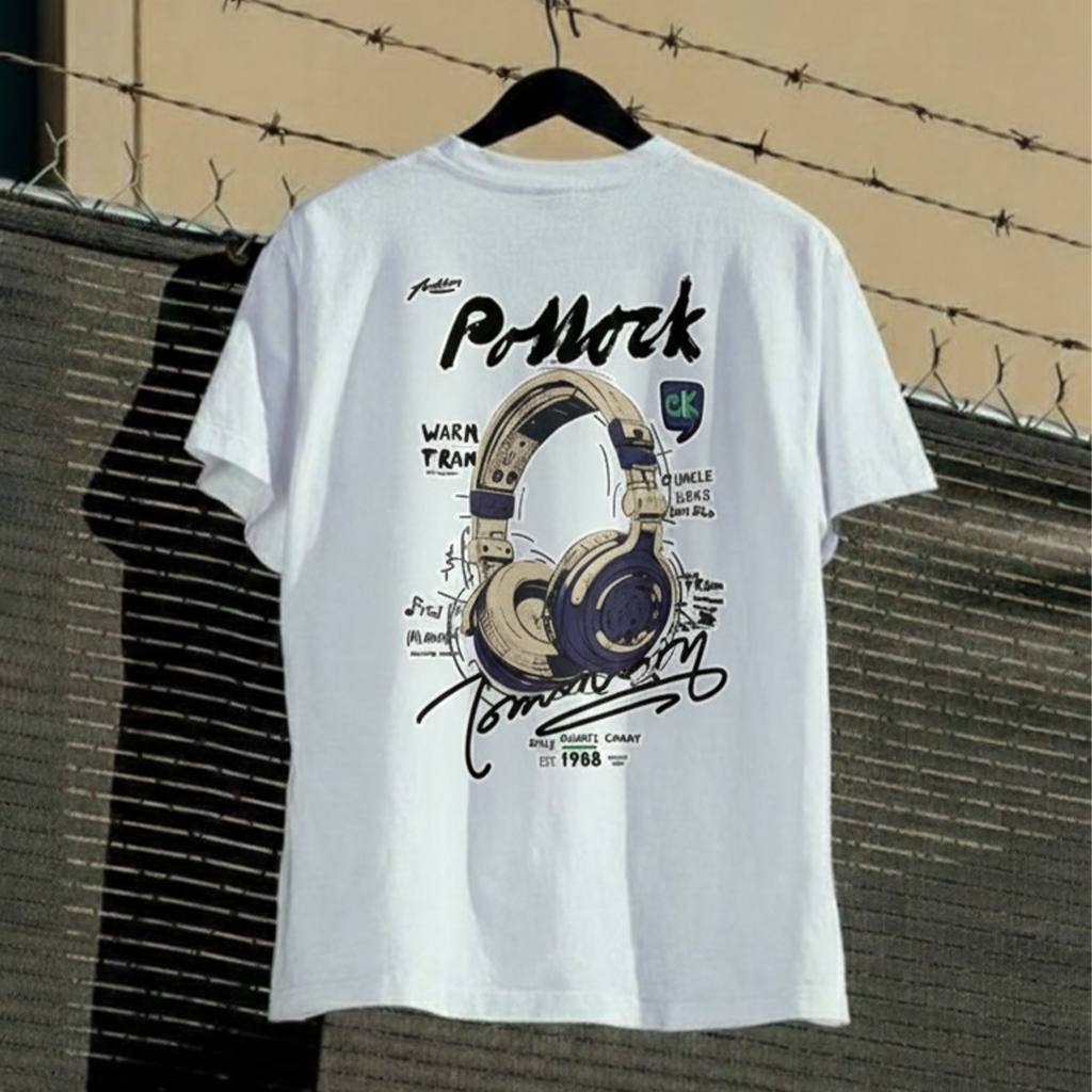 Áo Thun PoMark Headphone Style Oversize Unisex Phong Cách Streetwear Cá Tính Hot Trend