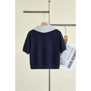 Áo Thun Nữ Basic LAMER Cổ Tròn Phối Khăn Rời Chất Cotton Mềm Mát V61S26H011
