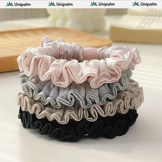 Scrunchie lụa cao cấp Unipalm dây buộc tóc vải lụa mềm mại, chống gãy rụng tóc, (màu ngẫu nhiên)