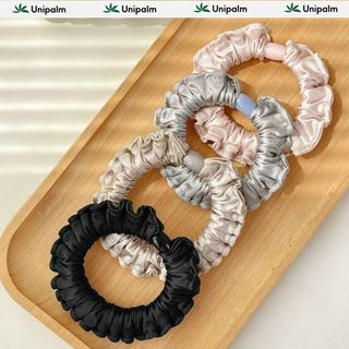 Scrunchie lụa cao cấp Unipalm dây buộc tóc vải lụa mềm mại, chống gãy rụng tóc, (màu ngẫu nhiên)