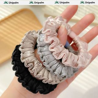 Scrunchie lụa cao cấp Unipalm dây buộc tóc vải lụa mềm mại, chống gãy rụng tóc, (màu ngẫu nhiên)