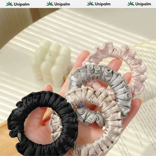Scrunchie lụa cao cấp Unipalm dây buộc tóc vải lụa mềm mại, chống gãy rụng tóc, (màu ngẫu nhiên)