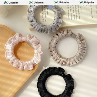 Scrunchie lụa cao cấp Unipalm dây buộc tóc vải lụa mềm mại, chống gãy rụng tóc, (màu ngẫu nhiên)