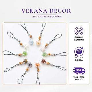 Móc khoá đá năng lượng may mắn trang trí cặp sách, móc khoá lọ ngôi sao đá vụn tự nhiên cute