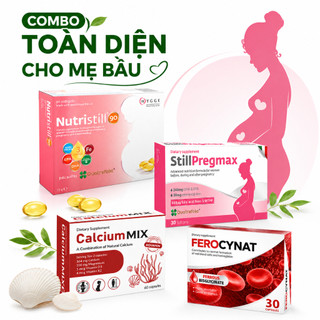 Combo 4 Món Bổ Bầu Nutristill 90 Calcium Mix Ferocynat StillPregmax Nhập Khẩu Châu Âu Hấp Thu Tốt Không Táo Bón