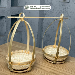 Quang gánh tre trang trí đường kính thúng 15cm đòn gánh decor Việt Nam