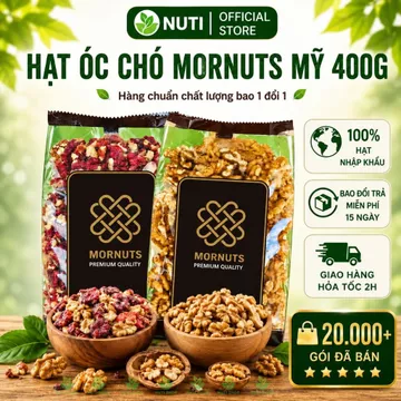 【CHUẨN LOẠI 1 NHẬP KHẨU】Nhân Hạt Óc Chó Mỹ Mornuts 400g – Óc Chó Vàng/Đỏ Tách Vỏ, Béo Bùi