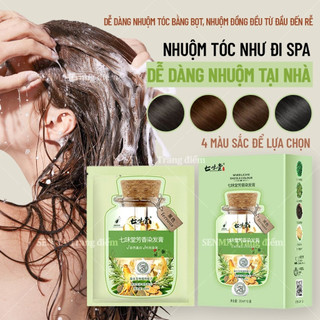 Không cần tẩy tóc ，Dầu Gội Nhuộm Màu Tóc Thảo Dược, Gội Phủ Bạc ,Dầu Gội Phủ Bạc Tóc, Nuôi Dưỡng Tóc Khoẻ Óng Mượt