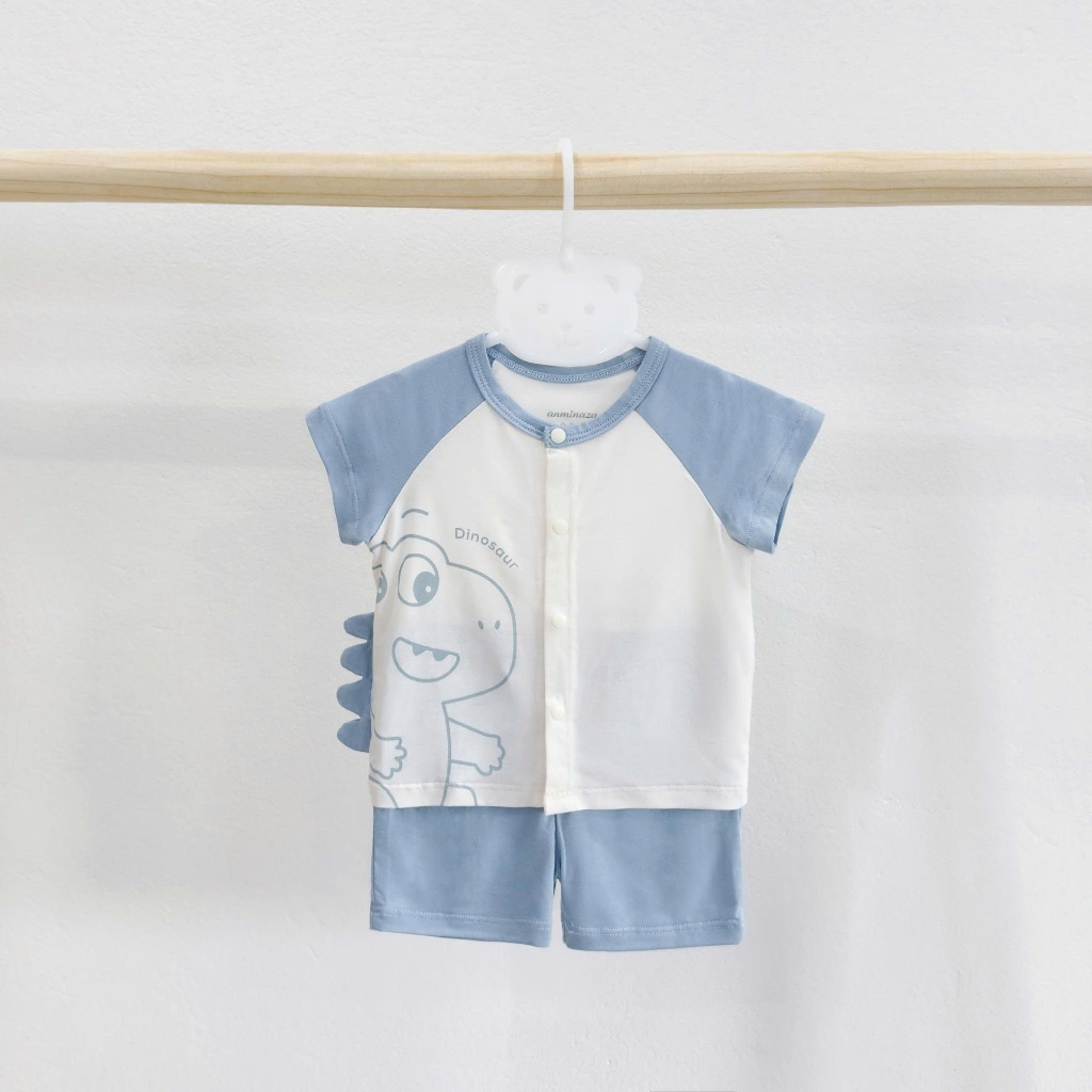 Bộ Sơ Sinh Khủng Long Anminaza Vải Petit An Toàn Thấm Hút Mồ Hôi - Hàng Chính Hãng AMI0639