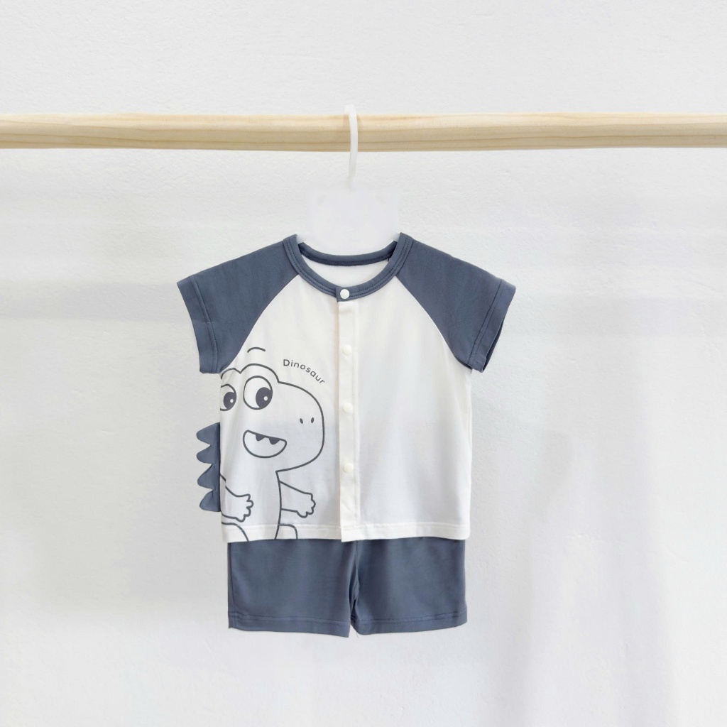 Bộ Sơ Sinh Khủng Long Anminaza Vải Petit An Toàn Thấm Hút Mồ Hôi - Hàng Chính Hãng AMI0639