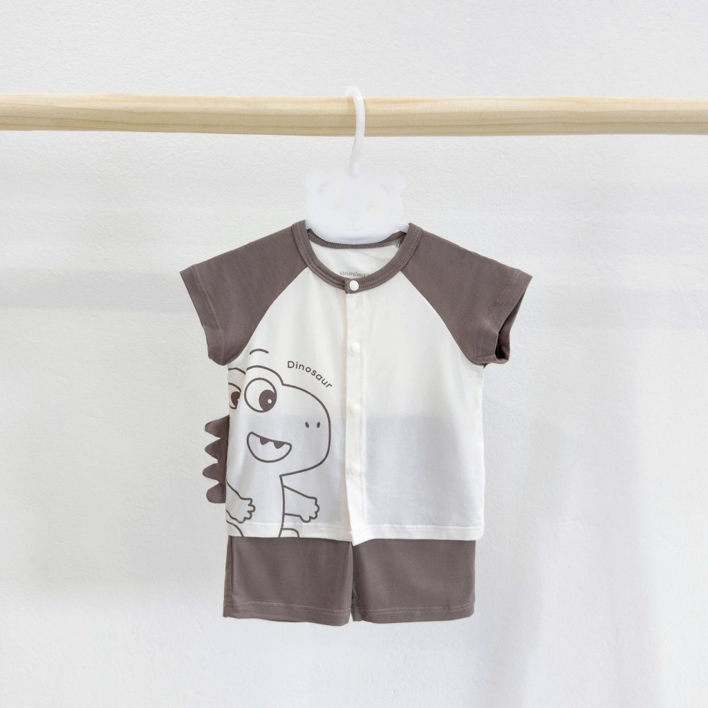 Bộ Sơ Sinh Khủng Long Anminaza Vải Petit An Toàn Thấm Hút Mồ Hôi - Hàng Chính Hãng AMI0639