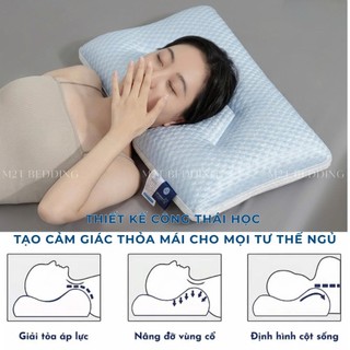 Gối công thái học băng lạnh thế hệ mới M2T BEDDING hỗ trợ tư thế ngủ tránh mỏi vai gáy KT 50x70cm