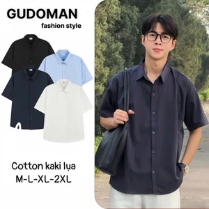 Áo Sơ Mi Nam GUDO Tay Ngắn Form Rộng Unisex Basic Style Hàn Quốc Vải Mềm Mịn G12