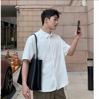 Áo Sơ Mi GUDO Cộc Tay Chất Liệu Kaki Lụa Cotton Mềm Mịn Forrm Rộng Thoáng Mát