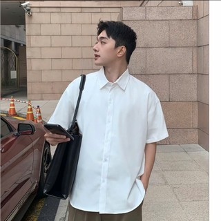 Áo Sơ Mi GUDO Cộc Tay Chất Liệu Kaki Lụa Cotton Mềm Mịn Forrm Rộng Thoáng Mát