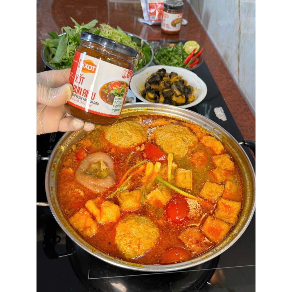 Sốt Gia Vị Bún Riêu HiXOT hũ 220gram, nấu bún riêu cua/ tôm, lẩu riêu