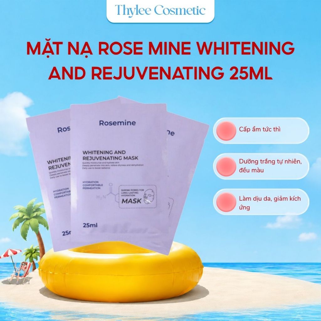 Mặt nạ ROSEMINE WHITENING AND REJUVENATING MASK 25ml trắng da phục hồi hạn dùng 2028-ThyleeCosmetics Cam kết Chính Hãng