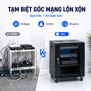 Tủ Mạng Treo Tường 4U/6U/9U/12U 19 Inch – Kính Cường Lực 3C, Thép SPCC, Có Khóa, Dễ Lắp Đặt