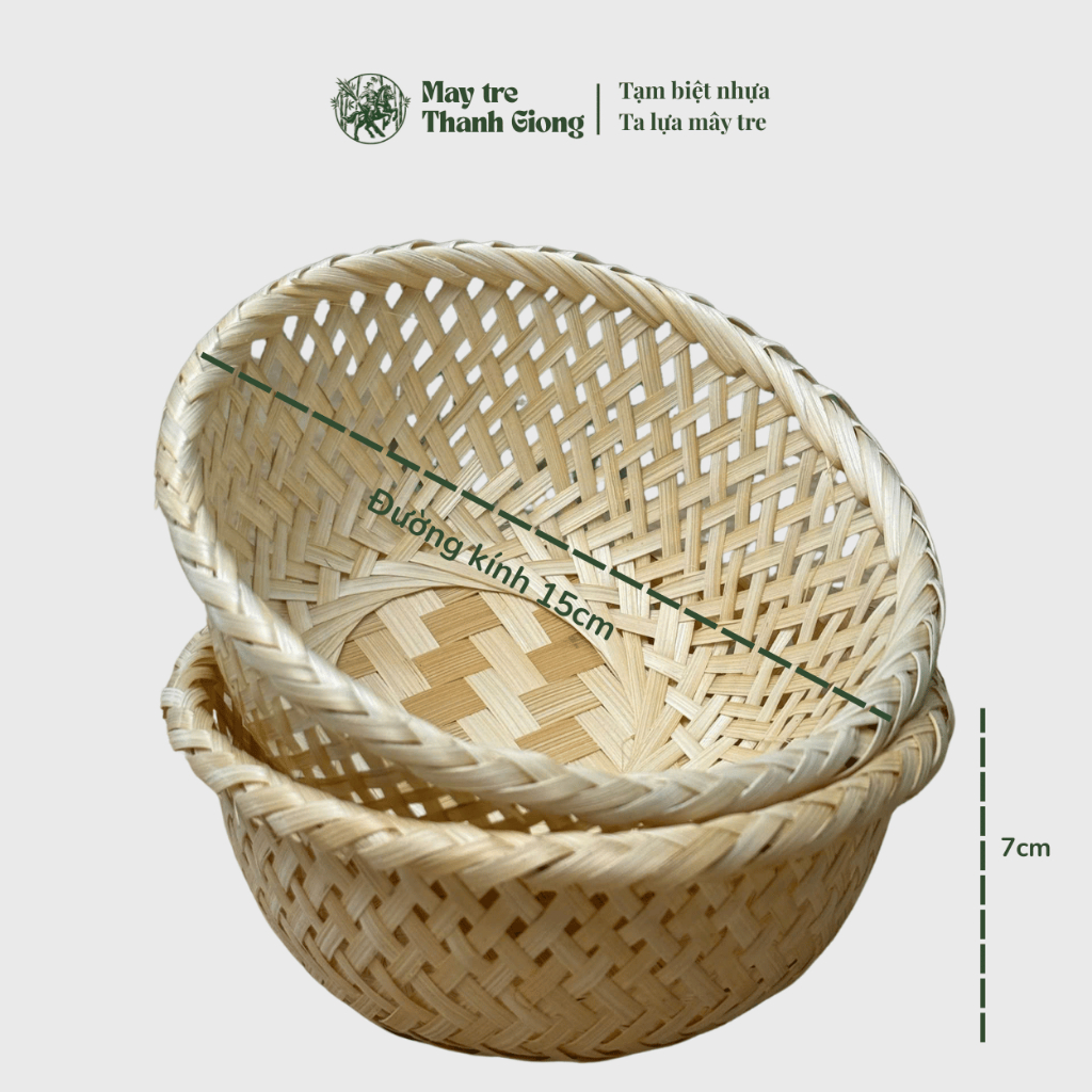 🌿 RỔ TRE ĐAN THỦ CÔNG MINI SIZE 13,15cm– MỘC MẠC, ĐA NĂNG, THÂN THIỆN MÔI TRƯỜNG 🌿