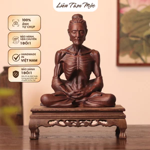 Tượng Phật Tuyết Sơn Gỗ Hương Đá Cao 20/30cm - Tượng Phật Khổ Hạnh Thiền Định Decor Phật Giáo Tâm Linh Để Thờ, Trang Trí